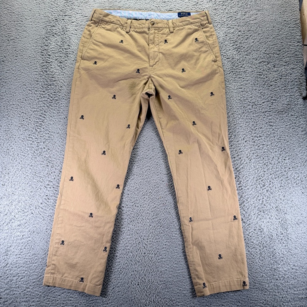 Vintage Polo Ralph Lauren Pant Mens 36x31 Brown Cotton Chino Straight Preppy